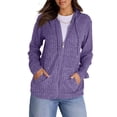 thumbnail image 6 of Kixjoy Purple Zip Up Hoodie Women Long Sleeve Fashion Plus Size Hoodies Winter Lightweight Hooded Sweatshirt Casual Soild Loose Fit Cardigan Sweaters for Women with Pockets, Purple M, 6 of 6