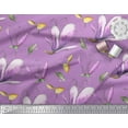 thumbnail image 2 of Soimoi Purple polyester Crepe Fabric Leaves & Magnolia Floral Printed Fabric 1 Yard 42 Inch Wide, 2 of 3