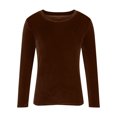 thumbnail image 5 of bnaln Womens Velvet Tops Dressy Elegant Long Sleeve Shirts Tops Spring Casual T-Shirts Round Neck Loose Comfy Pullover Dressy Blouses Fall Lightweight Basic Tees Shirts Going Out Tops, 5 of 6