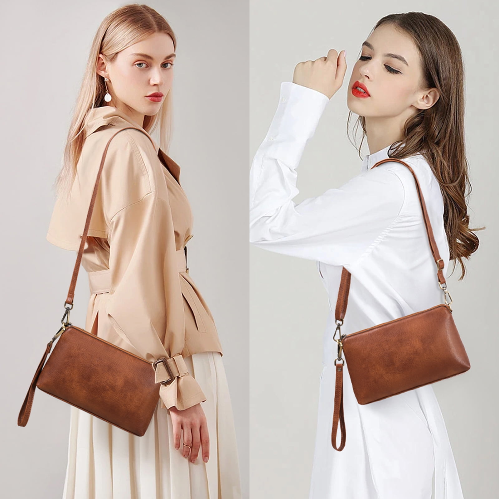 GAEKEAO Crossbody Bags for Women RFID Blocking Leather Shoulder Purse with Adjustable Strap & Top Zipper