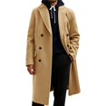 thumbnail image 3 of GrmtClth Men's Double Breasted Overcoat Notched Lapel Long Sleeve Mid‑Long Warm Winter Casual Business Trench Coat with Pockets, 3 of 9