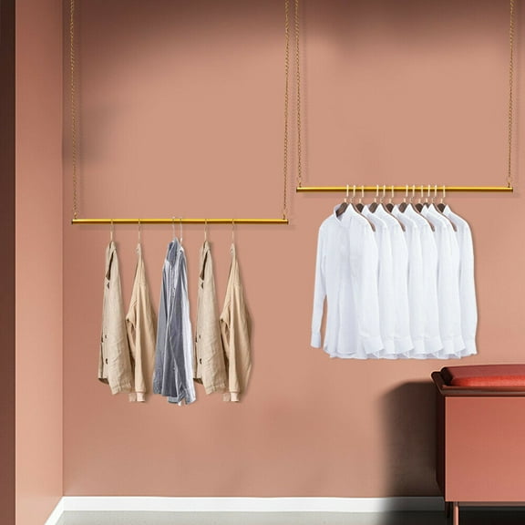 Chain Style Clothes Display Rack With Pole Clothing Retail Store Display Stand Clothing Store Decorate Rack Adjustable Hanging Style Clothes Display Stand Adjustable Hanging Style Clothes Display Rack