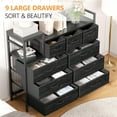 thumbnail image 4 of COZONY Commode Moderne en Tissu de 39 Pouces, avec Station de Recharge USB, Coffre de Rangement à 9 Tiroirs pour Chambre et Salon, Saule Noir, 4 of 10