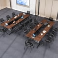 thumbnail image 6 of 6PCS Folding Conference Table with Wheels 47.2"L X15.7"W X29.5"H Walnut Mobile Narrow Training Tables for Office, 6 of 9