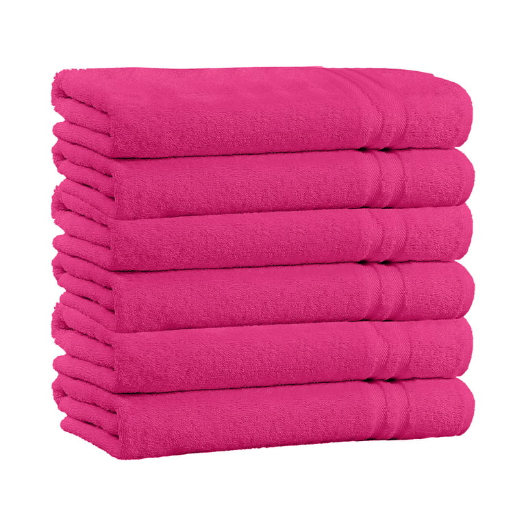 100% Cotton 4-Piece Bath Towels - Extra Soft Fade-Resistant Towels - 54 x  27 - (Raspberry)