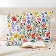 thumbnail image 3 of Spring Floral Pillow Covers 2 Pack Gradient Blue Pink Yellow Flower Romantic Farmhouse Pillowcase Waterproof Outdoor Throw Pillow Cover for Patio Garden Square Cushion 20”x20”, 3 of 9