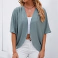 thumbnail image 3 of Hueihxs 2024 Spring And Summer New Solid Colour Circle Short Sleeved Cardigan Casual Loose Tops, 3 of 5