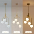 thumbnail image 3 of Gold Modern Chandelier Milk Glass Globe 4-Light Chandelier Brass Gold Pendant Light Fixture Industrial Iron Ceiling Light Fixture for Kitchen Island Bedroom, 3 of 11