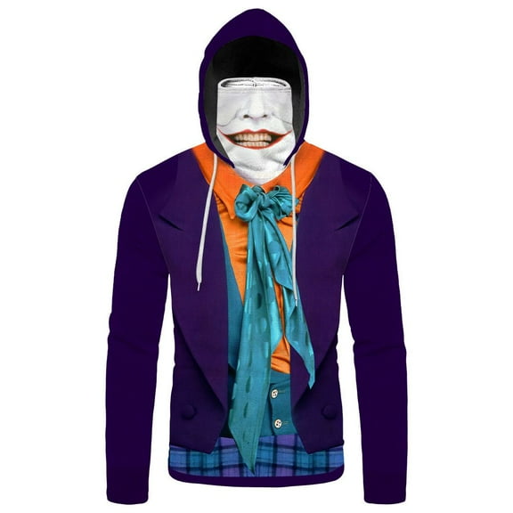 Halloween Cosplay Costumes 3D Jo-Ker Horror Movie Custom Bandana Mask Hoodie