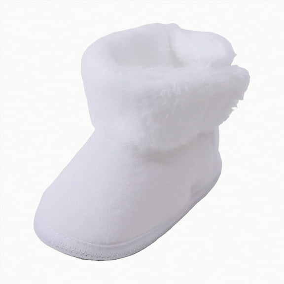 Yindaity Baby Boy Boots Unisex Warm Fur Lining Soft Boots Baby Winter Ankle Non-Slip Rubber Texture Sole Toddler Winter Snow Crib Shoes(White,4.5)