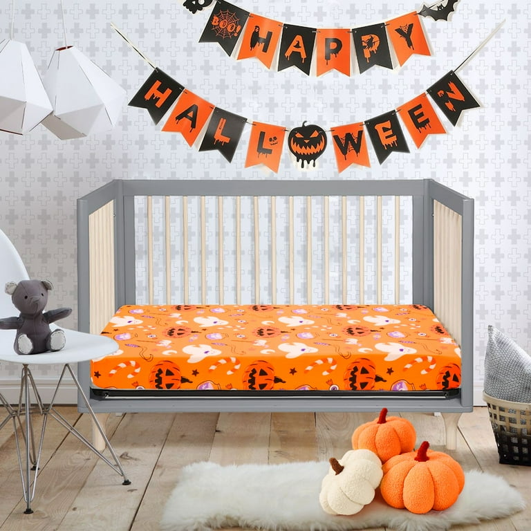 Halloween Crib Sheet Baby Sheets Fitted Crib Sheet Cute Ghost Pumpkin Nursery Crib Sheet Soft Breathable Standard Size Crib Bedding Set for Toddler Girl Boy 52x28 inches Walmart