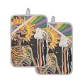 thumbnail image 7 of Yayeee Pot Holders Kitchen Heat Resistant with Pocket 7"x9.8" Cotton Oven Cooking Hot Pads, Bright Skeleton, 7 of 7