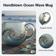 thumbnail image 3 of Minibee Sea Glass Wave Mug, Handblown with a Textured Ocean Swirl, Unique Glass Coffee & Tea Cup for Beach-Themed Kitchens and Thoughtful Gift Giving, 3 of 9