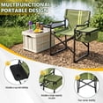 thumbnail image 3 of UBesGoo Portable Director Chair, 265 lbs Capacity Folding Outdoor Chair with Side Tray & Insulated Cooler Bag for Camping, Tailgating, Sports, Army Green with Light Yellow Accents, 3 of 18