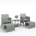 thumbnail image 3 of ELPOSUN 5-Piece Patio Furniture Set, Outdoor Patio Conversation Rattan Chair with Side Table & Storage Ottoman for Balcony, Porch, Deck, Poolside,Gray, 3 of 8