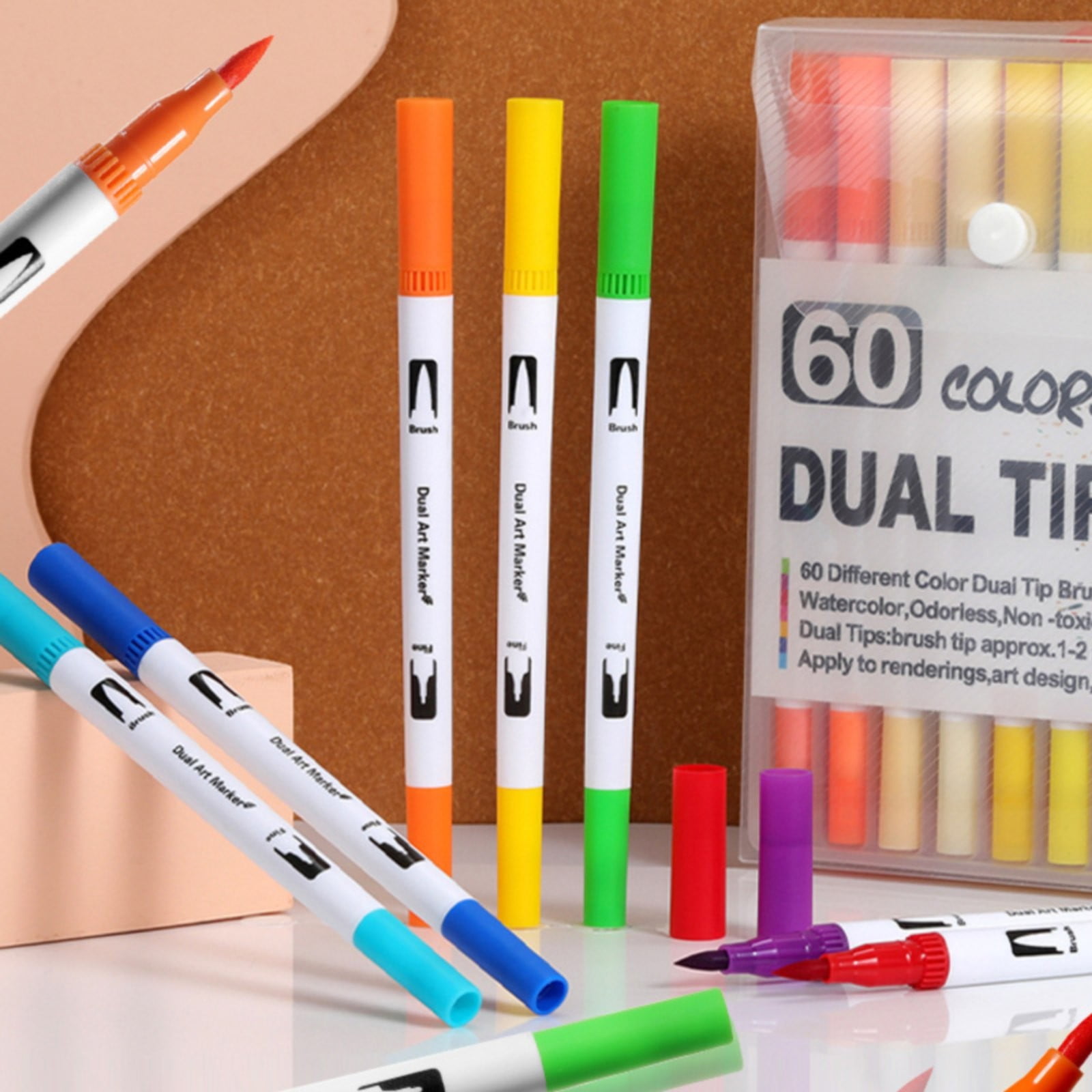 Clearance Pencil curler under $9,Brush Marker Pens 24 Colors Art Markers With Fine And Brush Tip Coloring Markers For Adults Markers For Journaling Calligraphy Drawing Sketching Doodling Illust