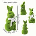 thumbnail image 3 of 14.7" Faux Moss Flocked Bunny Decor, Pastel Flock Bunnies Figurines with Bow for Spring Easter Home Office Party Table Centerpiece Decoration, 3 of 5