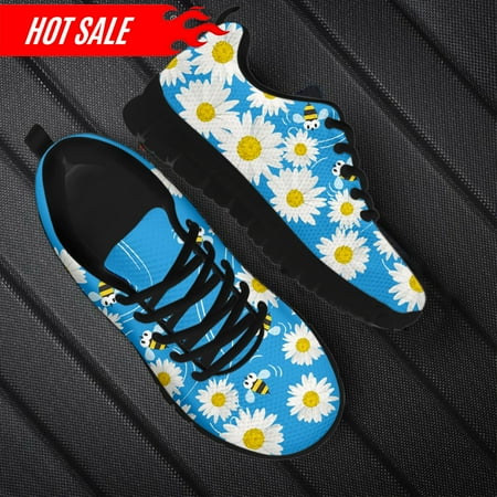 

Spring Daisy and Bee Print Lightweight Women Flat Shoes Anti-skid Breathable Sneakers Trend Casual Vulcanized Shoes