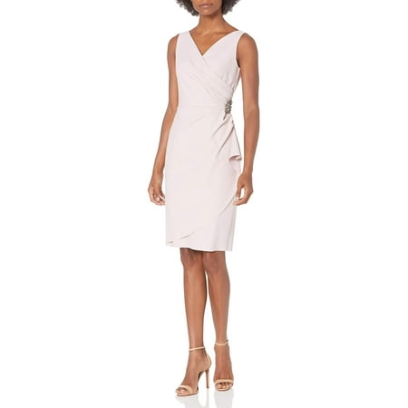 Alex Evenings Short Slimming Dress with Side Ruched Skirt (Womens, Blush, 2)