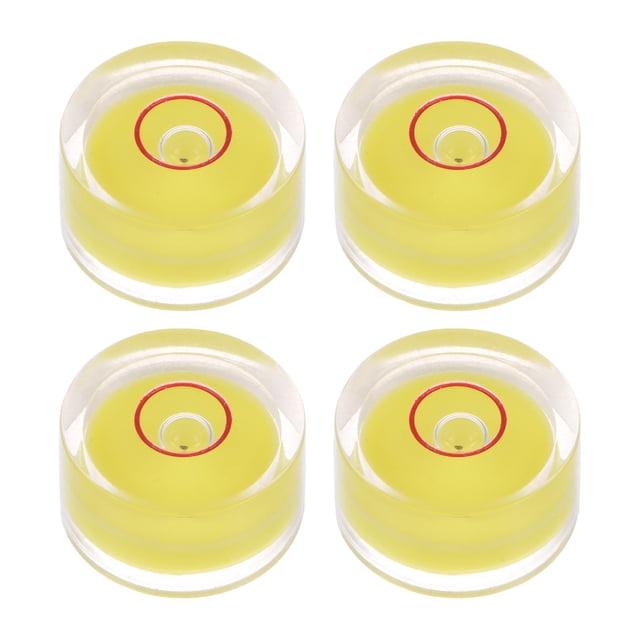 Unique Bargains 4 Packs Round Bubble Level 15x8mm Mini Circular Bullseye Spirit Levels for Leveling Camera Tripod Telescope, Yellow