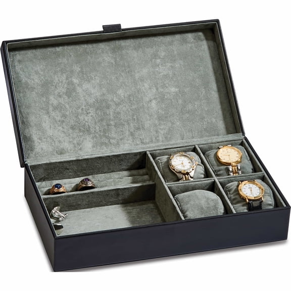 Fashion Black Leather Jewelry Box (6.75 X 3) Made In China -Jewelry By Sweet Pea