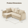 thumbnail image 3 of Convertible Sofa Bed, Lofka Sleeper Couch Bed and Sectional Sofa for Living Room, Beige, 3 of 10