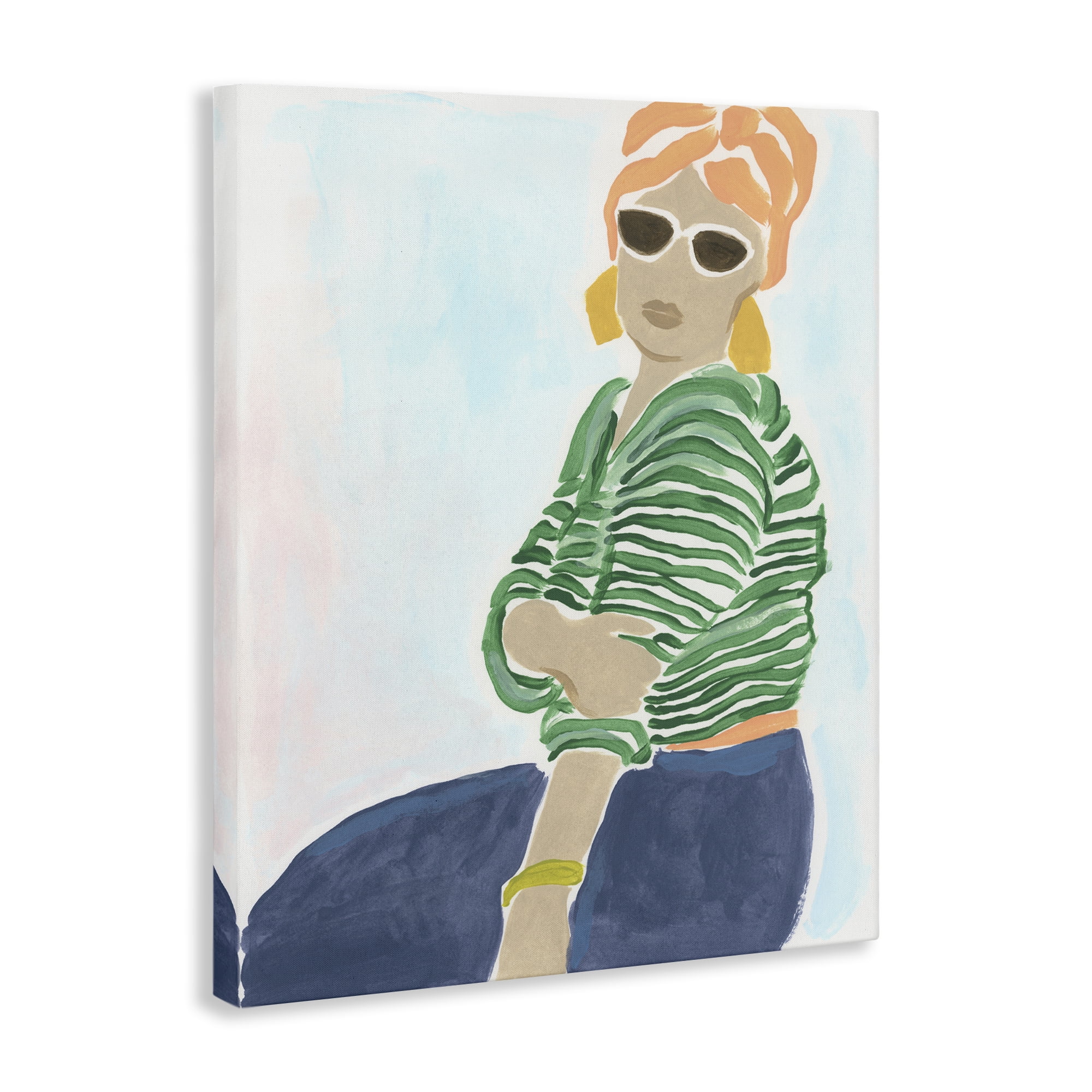 Stupell Industries Beachy Stylish Woman People Painting Wrapped Canvas Art Print Wall Art, 16 x 20