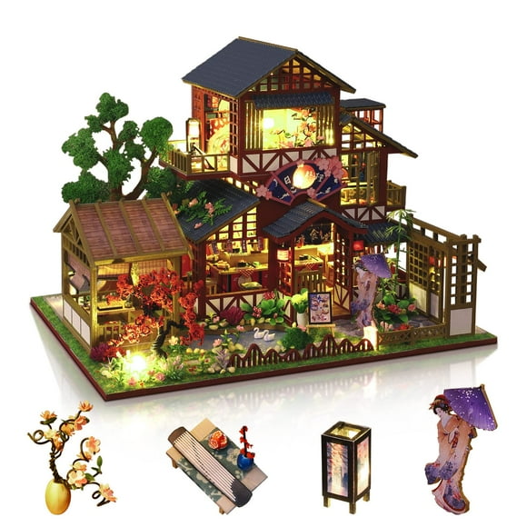 Kit de casa de muñecas en miniatura GudoQi Japanese Villa Courtyard 1:24