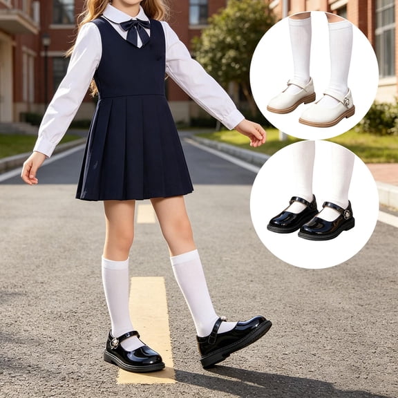 jiaxiM Girls Mary Jane Dress Shoes Platform Loafers Flats School Uniform Closed Toe Shoes for Age 2-13 Years