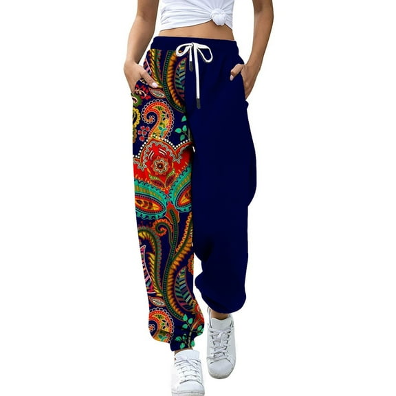 Pants for Women 2024 Clearance Workout Comfy Sweatpants Loose Drawstring Comfortable Sweatpants Womens Jogger Pants High Waisted Lounge Dark Blue M