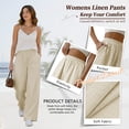 thumbnail image 4 of SWQZVT Womens Linen Pants Summer Wide Leg Palazzo Beach Pants for Women Casual Pants with Pocket, 4 of 8