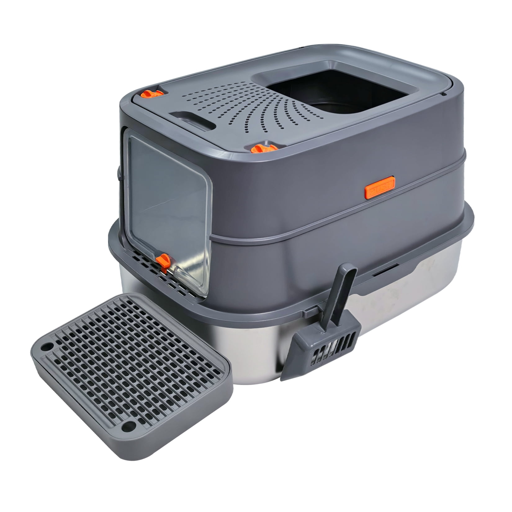 BingoPaw Cat Litter Box Enclosed Cat Kitty Litter Box with Stainless Steel Tray Pan, Scoop