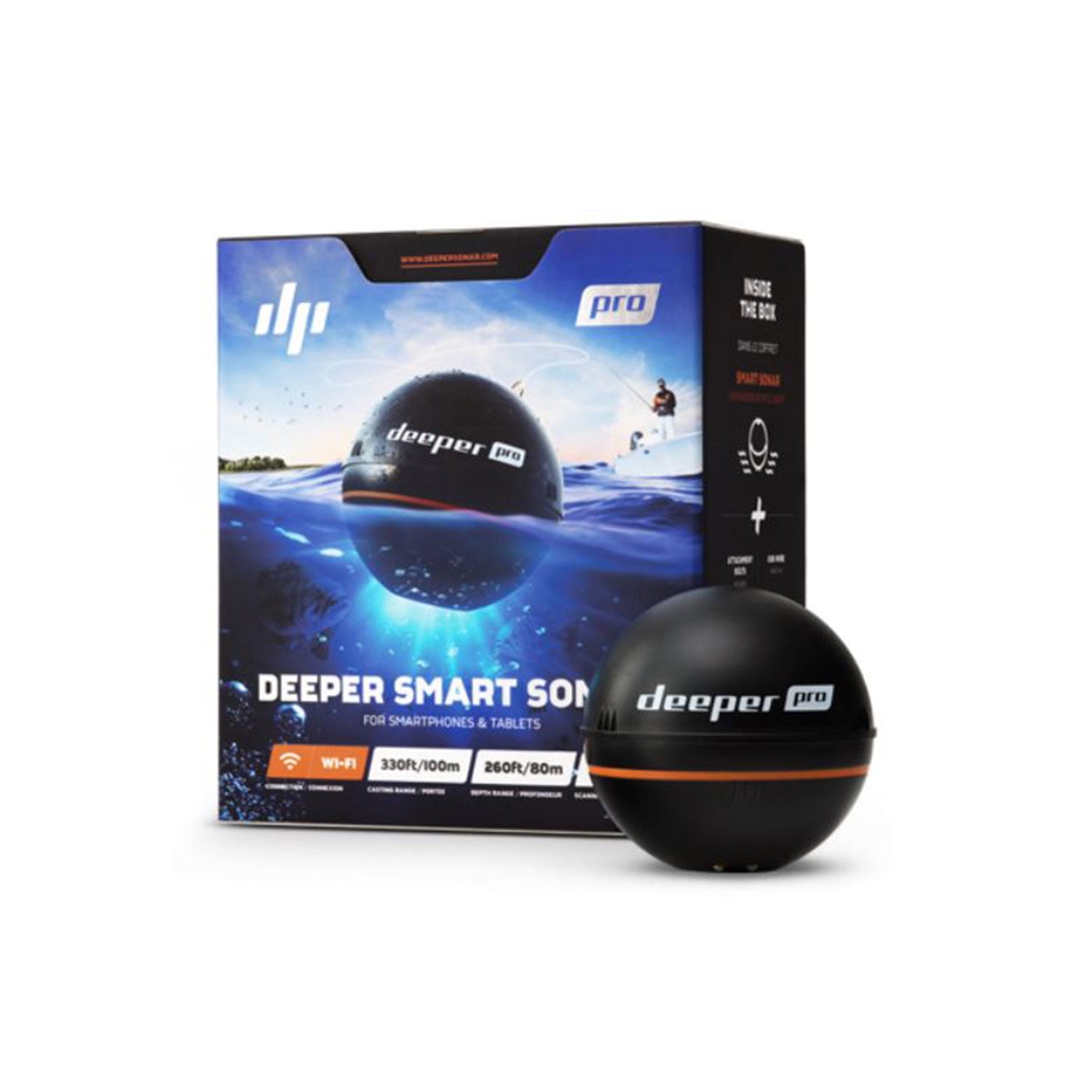 Deeper PRO Smart Portable Sonar - Wireless Wi-Fi Fish Finder for Kayak and Ice Fishing