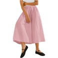 thumbnail image 3 of High Elastic Waist Women Solid Color Long Swing Skirt with Pocket, 3 of 6