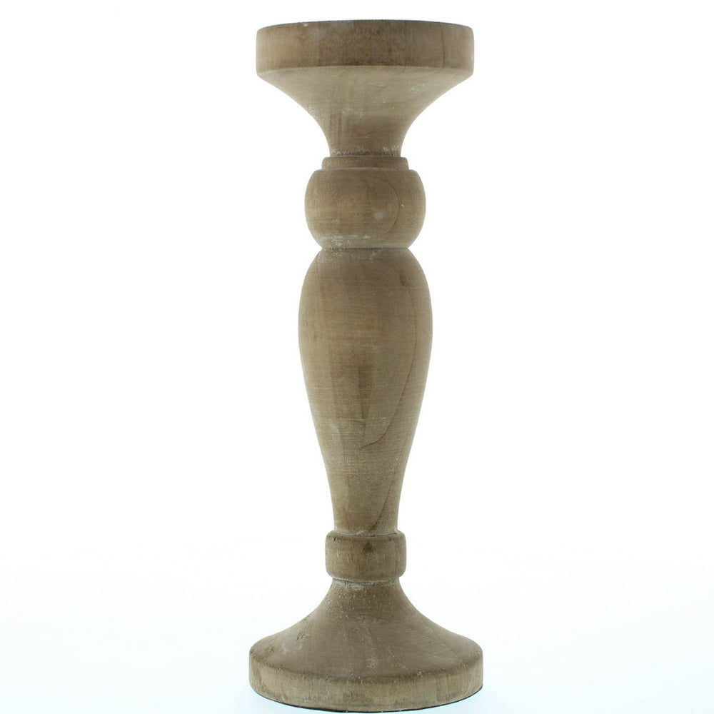 Candle Holders Pillar, Brown Wooden Decorative Candleholders Pillars