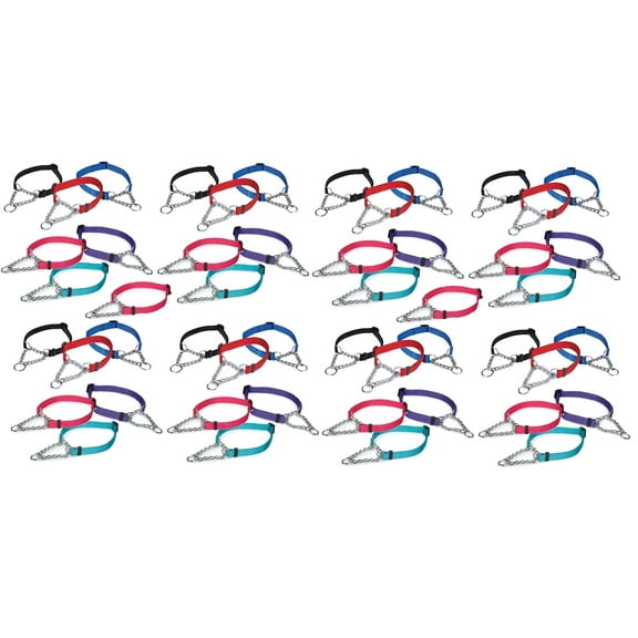 50 Chain Martingale Dog Collar Bulk Shelter Rescue Vet Assorted Color Pick Size (Large - 18 to 26 inch)