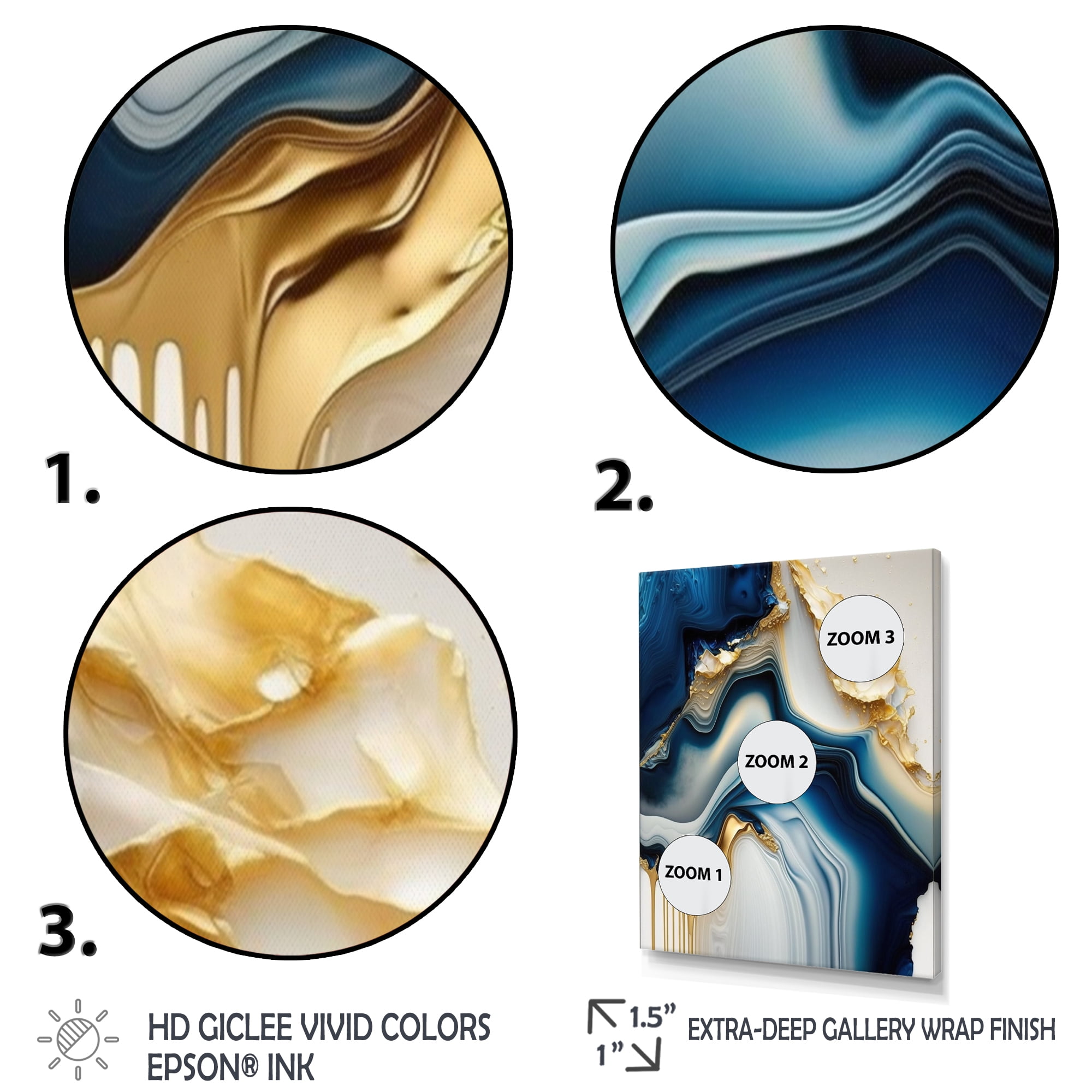 Free Shipping! Designart Abstract Geode Gold and Blue Marble