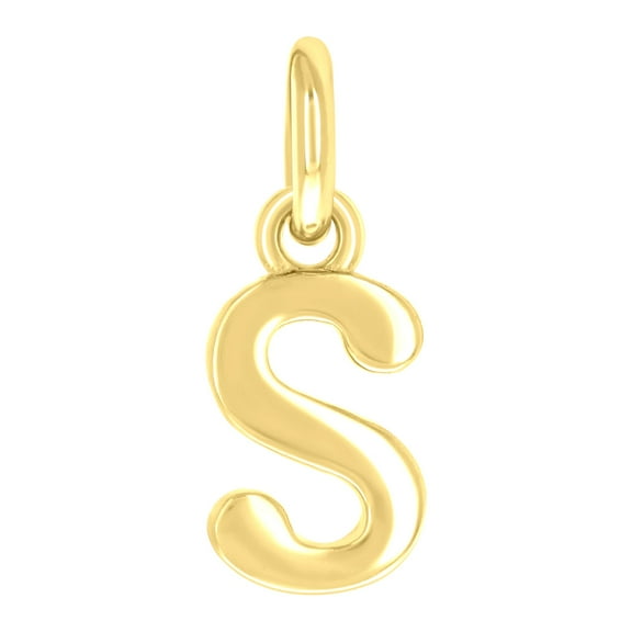 925 Sterling Silver Yellow-tone Unisex Initial Small Alphabet S Charm Pendant for Men Women