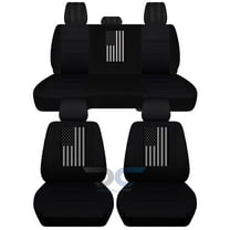 Fits 2012-2018 Dodge Ram w US Flag Cotton Seat Covers Solid Rr :Black - Full Set