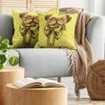 thumbnail image 5 of Ambesonne Pug Throw Pillow Cover 2 Pack, Intellectual Dog Glasses, 24", Yellow Pink, 5 of 7