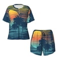 thumbnail image 5 of "Wukai Palm Trees Women's Pajama Set - Short-Sleeve Top and Shorts with Elastic Waistband and Pockets for Loungewear, Yoga, and Casual Wear-4X-Large, 5 of 8