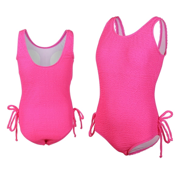 Tween Girl Swimsuit Sleeveless 1 Piece Swimming Suits Quick Dry Swimwear with Solid Color Tween Swimsuits 12-13 Years