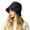 Black, variant on Women Winter Fleece Lined Bucket Hat, LSONABXA Suede Outer Sherpa Lined Warm Ear Protection Bucket Cap, Windproof Adjustable Drawstring Accessory For Cold Weather Daily Outdoor Travel Wear