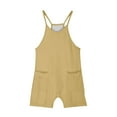 thumbnail image 6 of Girl's V Neck Sleeveless Romper Summer Casual Loose Spaghetti Strap Short Overalls Jumpersuit with Pockets, 6 of 7