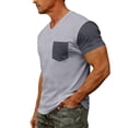 thumbnail image 6 of LIIPEE Mens T-Shirts Father'S Day Gifts Summer Casual Color Block V-Neck Set-In Short Sleeve Pullover Male Regular Fashion Comfortable Breathable Soft Daily Versatile Tee Tops With A Pocket,XXXL, 6 of 8