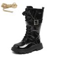 thumbnail image 7 of RTKFRFLM Girls Leather Tall Boots Fashionable Lace-up Princess Knee High Boots Black 11.5-12 Years, 7 of 7