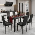 Lofka Glass Dining Table Set for 6 with PU Leather, 30 Inch Kitchen