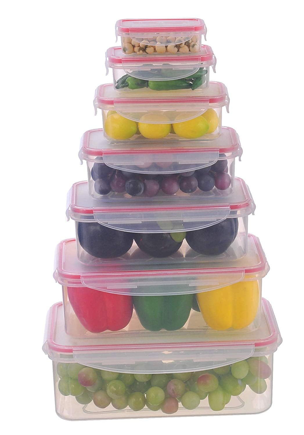 Sealco Food Storage Containers With Lids Reusable Plastic Bpa Free Stackable Microwave Dishwasher Freezer Safe Airtight 7 Piece