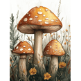 thumbnail image 1 of Qisvanset 12x16 Inch 2D Flat Framed Canvas Art, Woodland Mushroom Whimsical Green Girl Nursery Home Wall Art Decor, 1 of 5