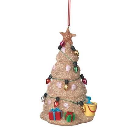 Coastal Sand Sculpture Tree with Ornaments and Decorations Christmas
